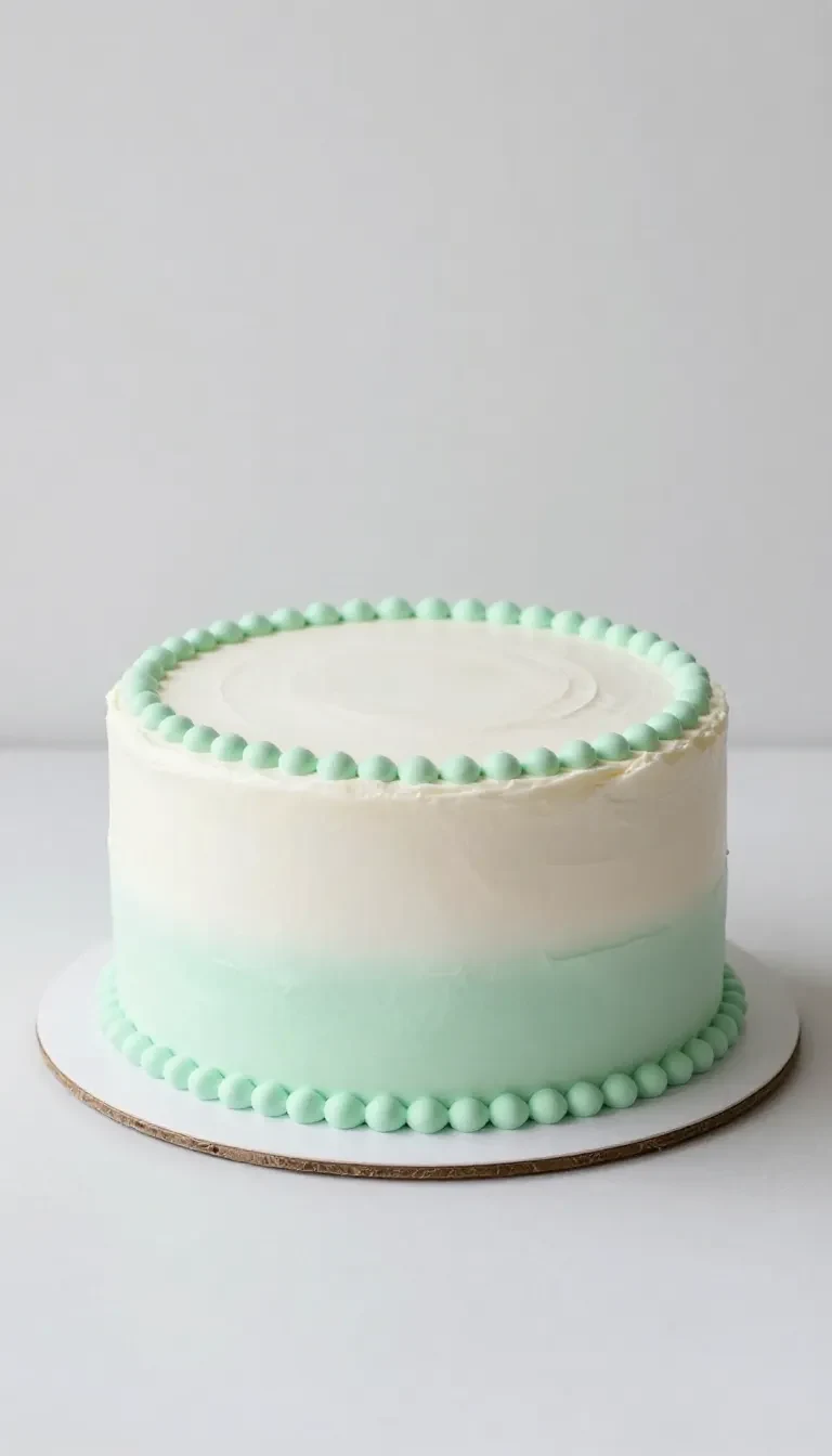Imagem de um bolo decorado nas cores verde e branco, perfeito para festas.