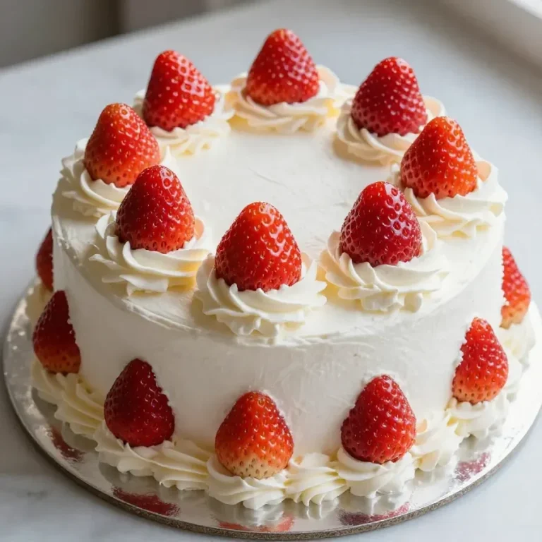 Bolo de morango com chantilly decorado para uma festa de aniversário.