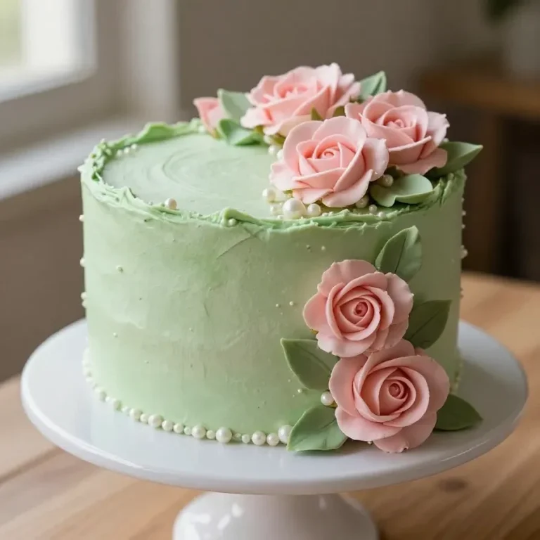 Torta de aniversário decorada com creme de manteiga e confeitos coloridos.